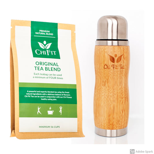 Chi Fit Bundle: Original Tea Blend(minimum 56 cups) and a Bamboo Thermal Flask