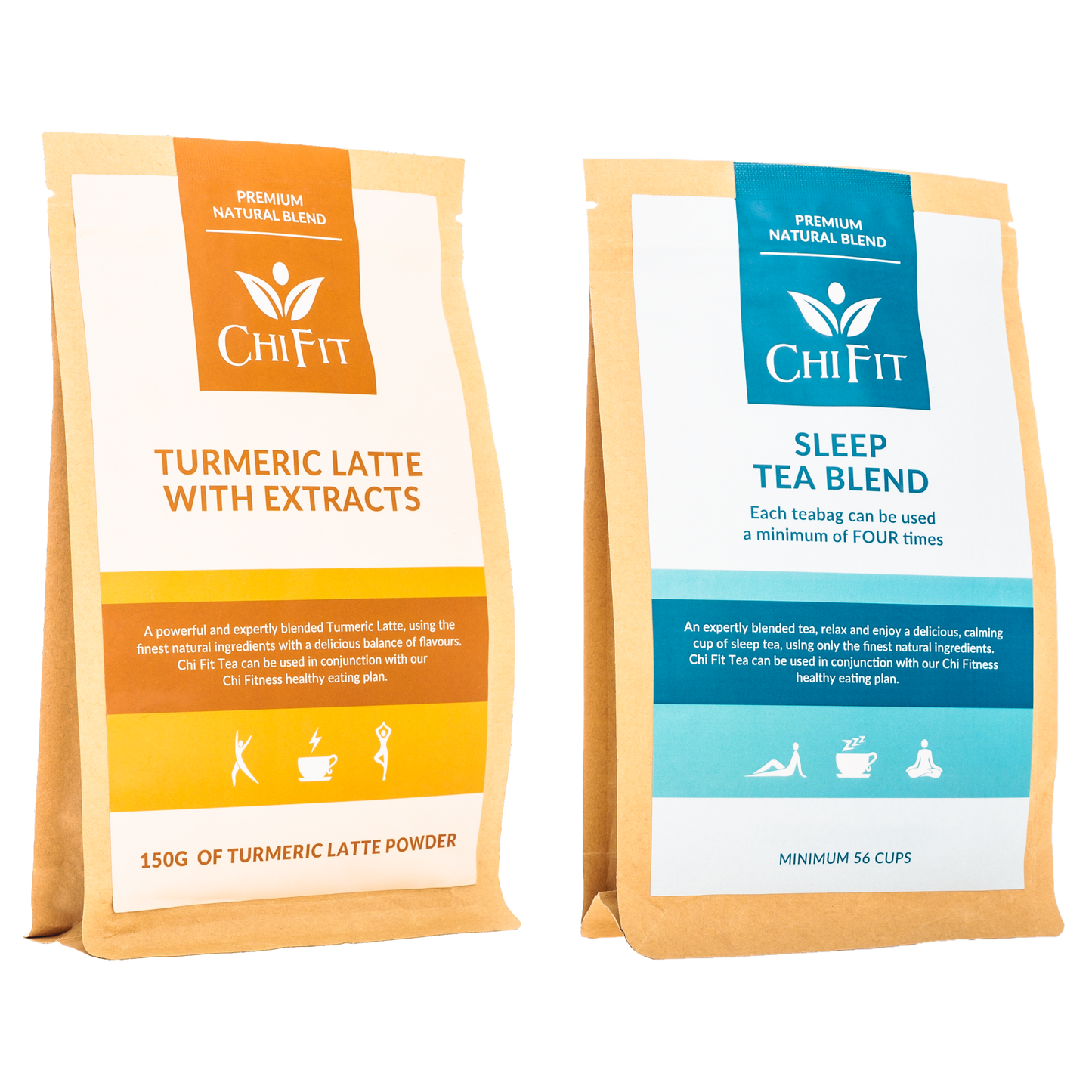 Chi Fit Bundle: Turmeric Latte Blend with extracts(min 30 cups) and Sleep Tea Blend(min 56 cups)